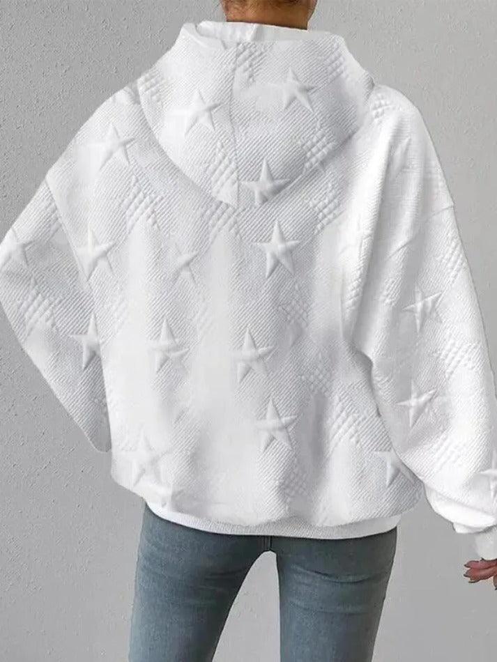 Solid Star Jacquard Oversized Hoodie - AnotherChill