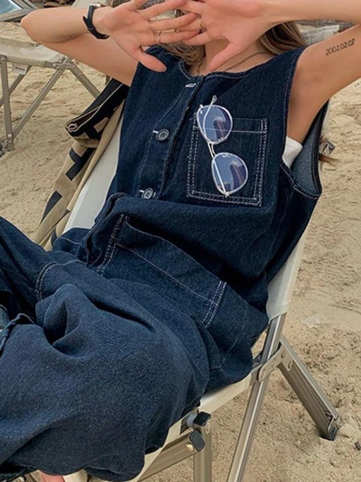 Trendy Loose Denim Jumpsuit - AnotherChill