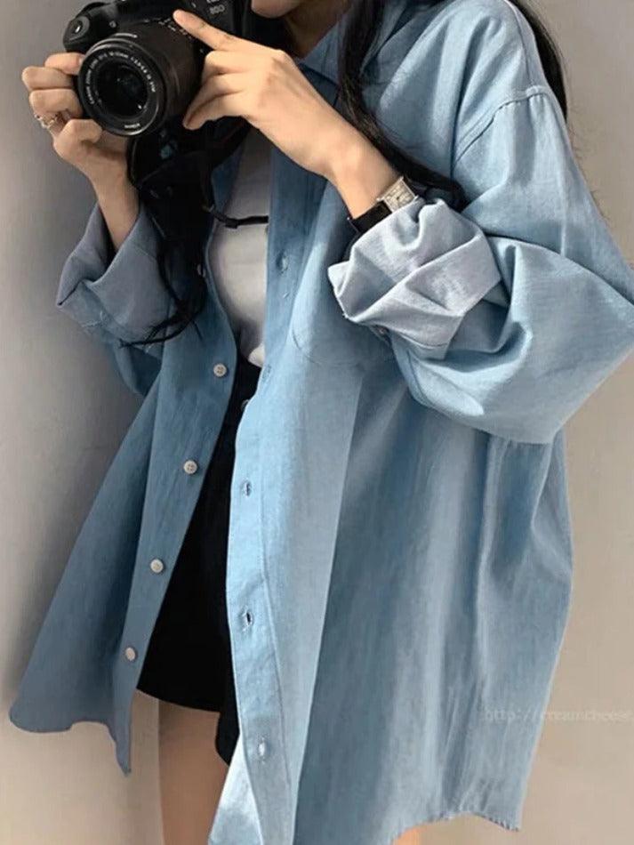 Vintage Lapel Neck Long Sleeve Blouse - AnotherChill