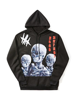 Men's Skull Graphic Black Pullover Hoodie - AnotherChill