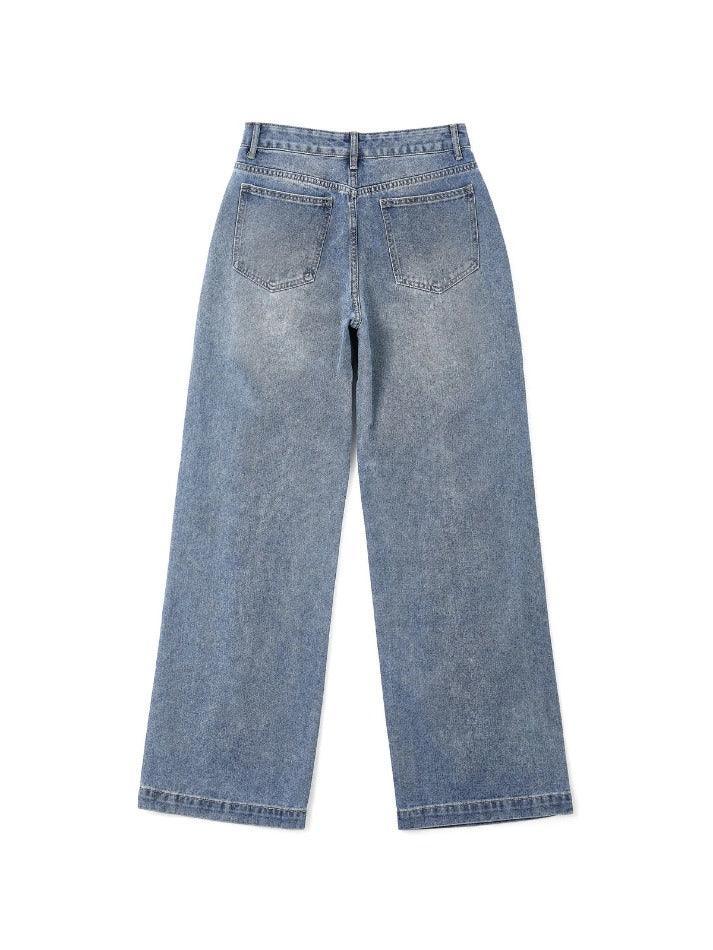 Pocket Design Blue Wash Boyfriend Jeans - AnotherChill