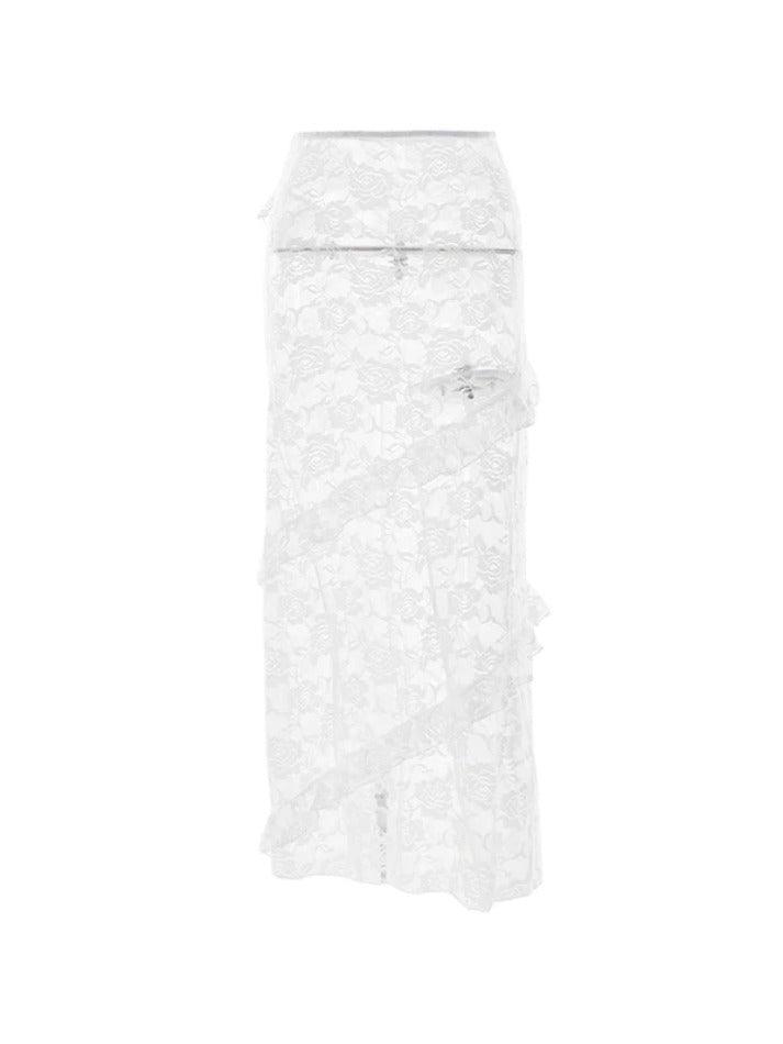 See Through Lace Midi Skirt - AnotherChill