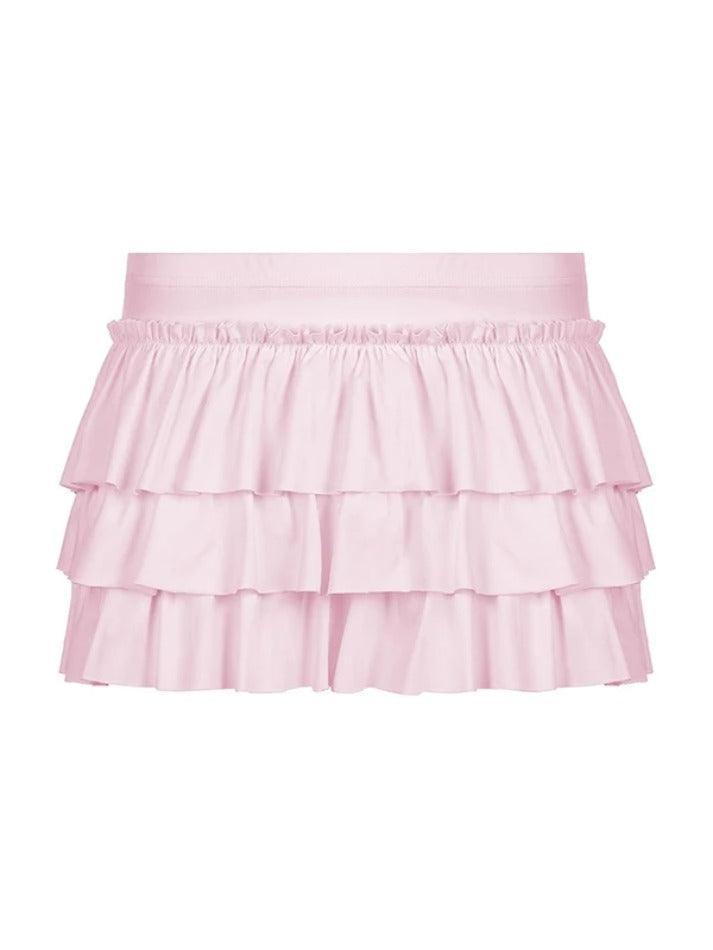 Solid Bow Splice Low Rise Tiered Mini Skirt - AnotherChill