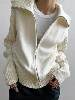 Solid Lapel Neck Splice Cardigan - AnotherChill