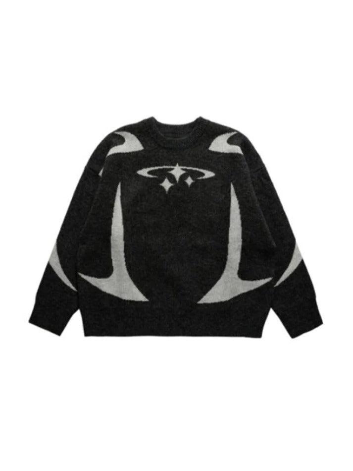 Star Jacquard Baggy Sweater - AnotherChill