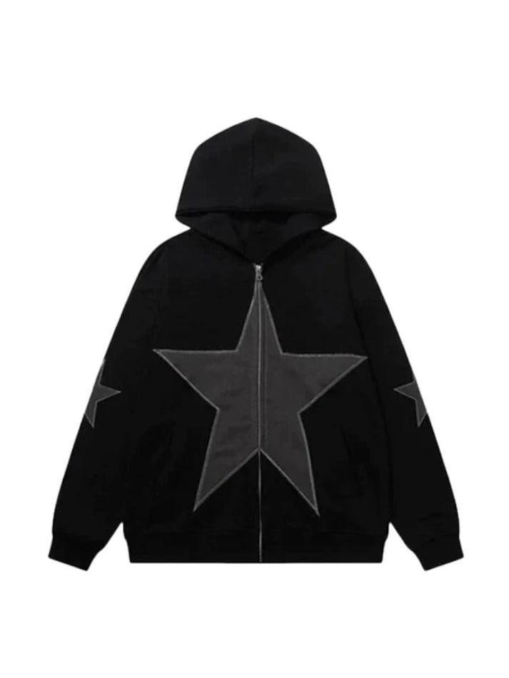 Star Zip Up Oversized Hoodie - AnotherChill