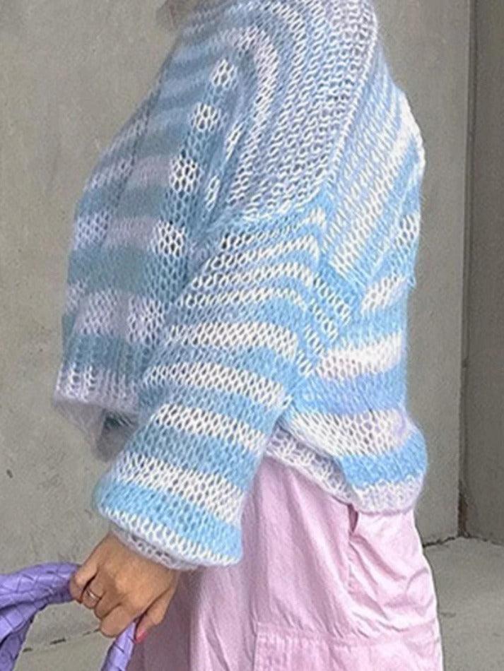 Stripe Crochet Baggy Sweater - AnotherChill