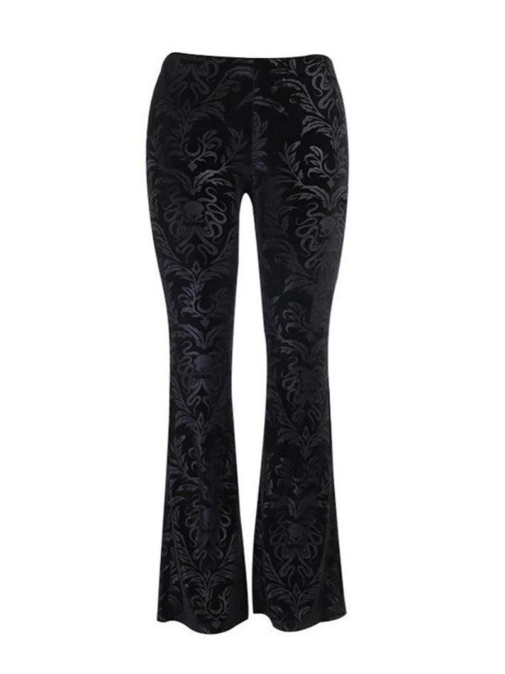 2024 Vintage Embossed Velour Flare Pants Black S in Pants Online Store ...
